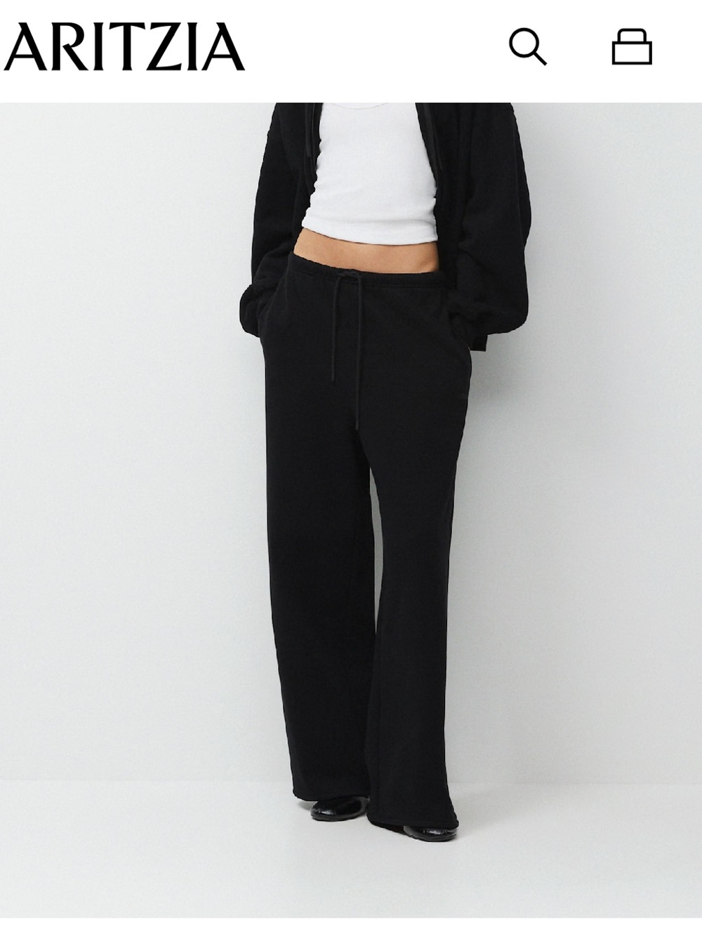 ARITZIA NWT BLACK SWEATFLEECE SET MEGA FLUTTER & MEGA HOODIE - Picture 5 of 11